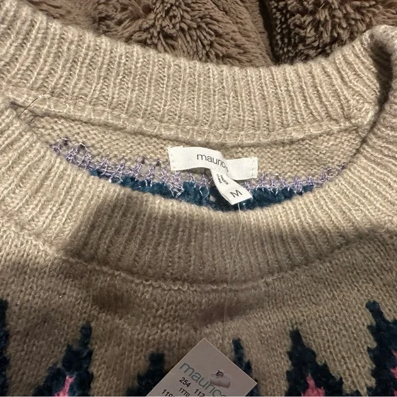 Maurices Beige Sweater with Pink and Blue Zigzag - Picture 5 of 8
